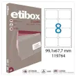 100 Planche d'&eacute;tiquettes ETIBOX coins arrondis 99.1X67.7mm 800 &eacute;tiq/bo&icirc;t 