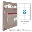 100 &Eacute;tiquettes ETIBOX coins droits 105X70 mm 800 &eacute;tiq/bo&icirc;t 