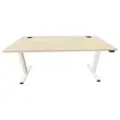 Bureau &eacute;lectrique Eco &ndash; 160 x 80 cm &ndash; Plateau acacia et pieds blancs &ndash; Livr&eacute; mont&eacute; 