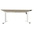 Bureau &eacute;lectrique Eco &ndash; 160 x 80 cm &ndash; Plateau acacia et pieds blancs &ndash; Livr&eacute; mont&eacute; 