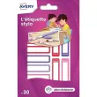 30 paquets 30 &eacute;tiquettes stylos - cama&iuml;eurose/violet/rouge - 50 x 10 mm 
