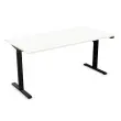 Bureau électrique Eco - 140 x 80 cm - Pieds noirs et plateau blanc - Livré monté