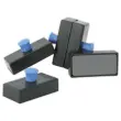 4 Aimants rectangulaires &agrave; bouton 2.7 cm - Bleu 