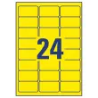 20 planches de 24 étiquettes jaunes - 63,5x33,9mm - AVERY