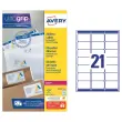 250 Planches de 21 &eacute;tiquettes adresses blanches pour imprimantes laser - 63,5 x 38,1 mm - AVERY 