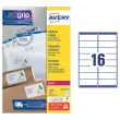 250 Planches de 16 &eacute;tiquettes adresses blanches pour imprimantes laser - 99,1 x 33,9 mm - AVERY 