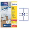 250 Planches de 14 &eacute;tiquettes adresses blanches pour imprimantes laser - 99,1 x 38,1 mm - AVERY 
