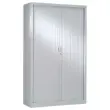 Armoire haute &agrave; rideaux - 198 x 120 cm - Gris clair 
