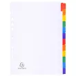Intercalaires carte blanche 160g avec onglets couleurs renforcés - 12 positions - A4 - Blanc - EXACOMPTA