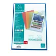 Sachet 10 pochettes coin polypropyl&egrave;ne grain&eacute; 12/100e - A4 - Couleurs assorties - Exacompta 