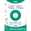 Paquet 100 fiches sous film - bristol quadrillé 5 x 5 perforé- 210 x 297 mm - Blanc - Exacompta