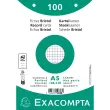 Paquet 100 fiches sous film - bristol quadrill&eacute; 5 x 5 perfor&eacute; 148 x 210 mm - Blanc - Exacompta 