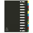 Trieur HARMONIKA&reg; &agrave; fen&ecirc;tres avec &eacute;lastiques v&eacute;ritable carte lustr&eacute;e 12 compartiments - Noir - EXACOMPTA 