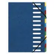 Trieur HARMONIKA&reg; &agrave; fen&ecirc;tres avec &eacute;lastiques v&eacute;ritable carte lustr&eacute;e 12 compartiments - Bleu - EXACOMPTA 