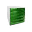 Caisson à 5 tiroirs ECOBOX PLUS - Gris / vert pomme transparent - Exacompta