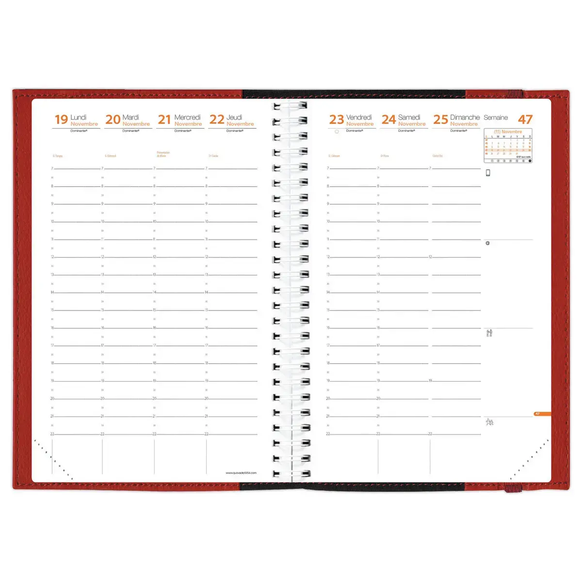 Agenda semainier  - 16x24 cm - D&eacute;cembre &agrave; d&eacute;cembre - Noir - QUO VADIS 