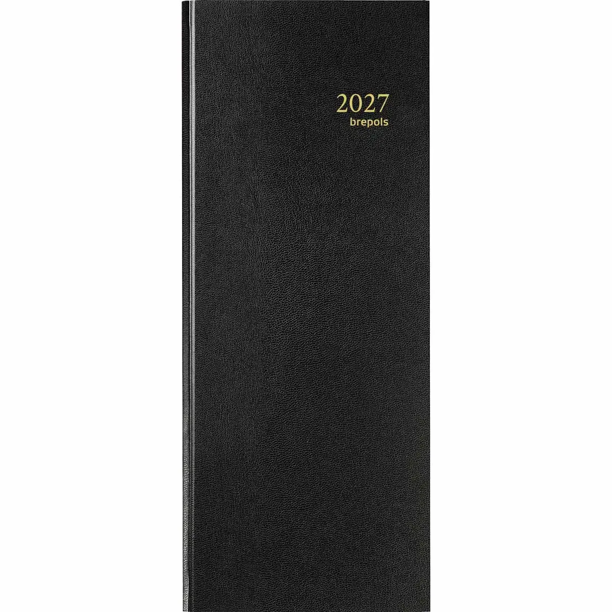 Agenda journalier banque 2 volumes - 14,3x32,5 cm - Noir - Janvier à décembre 2027 - BREPOLS
