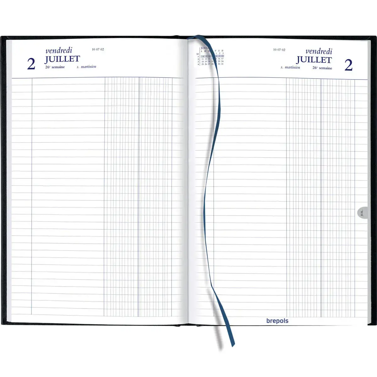 Agenda journalier  banque 1 volume - 17x27cm - Noir - Janvier &agrave; d&eacute;cembre - BREPOLS 