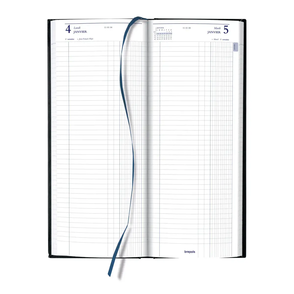 Agenda journalier banque Euros/cents - 12,8x33 cm - Noir - Janvier à décembre - BREPOLS