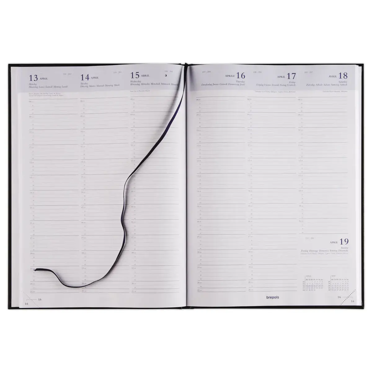 Agenda semainier  Omega - 21x29cm - Noir - Janvier &agrave; d&eacute;cembre - BREPOLS 