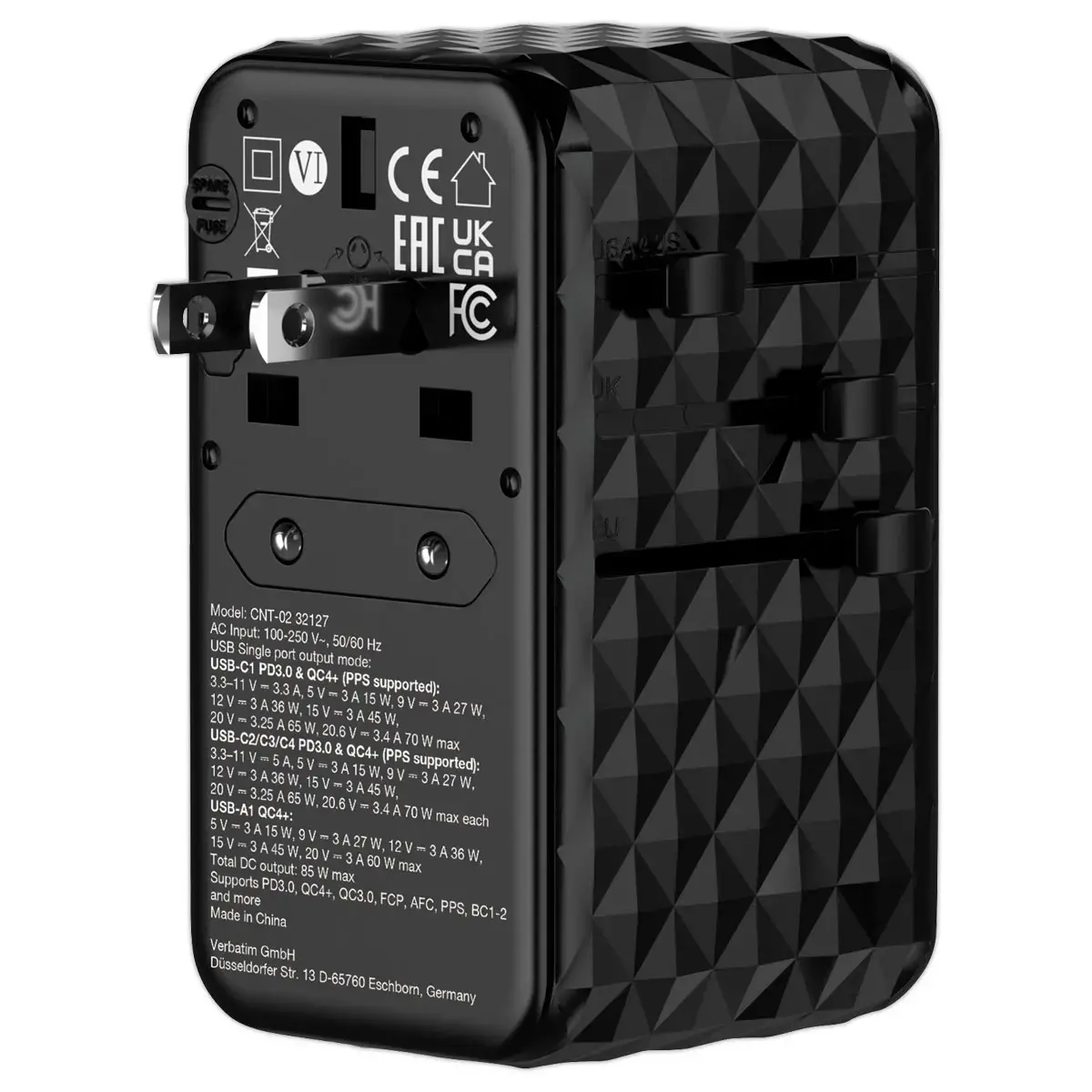 Adaptateur universel de voyage 85W GaN 