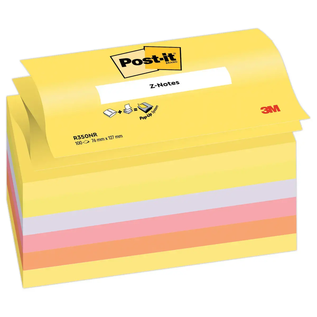 6 Blocs de 100 z-notes repositionnables coloris assortis 7,6 x 12,7 cm - POST IT