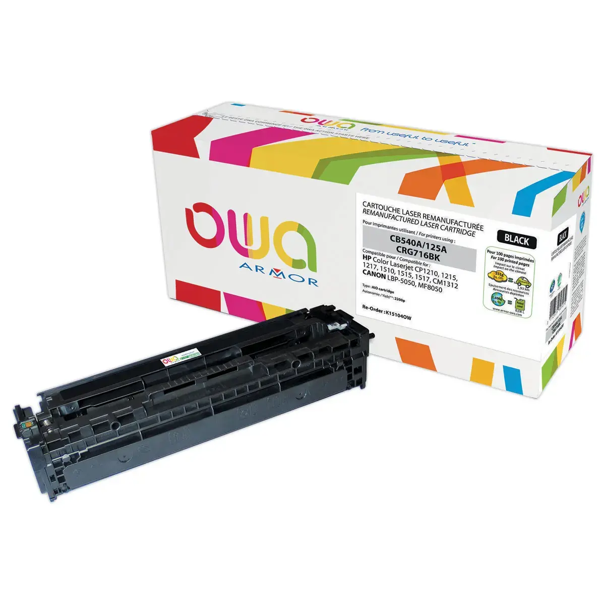 Toner éq. CANON 716BK, HP CB540A - Noir - OWA