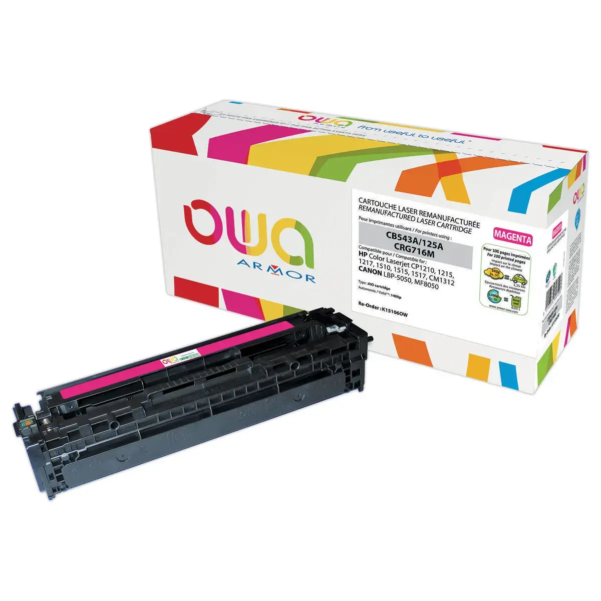 Toner éq. CANON 716M, HP CB543A - Magenta - OWA
