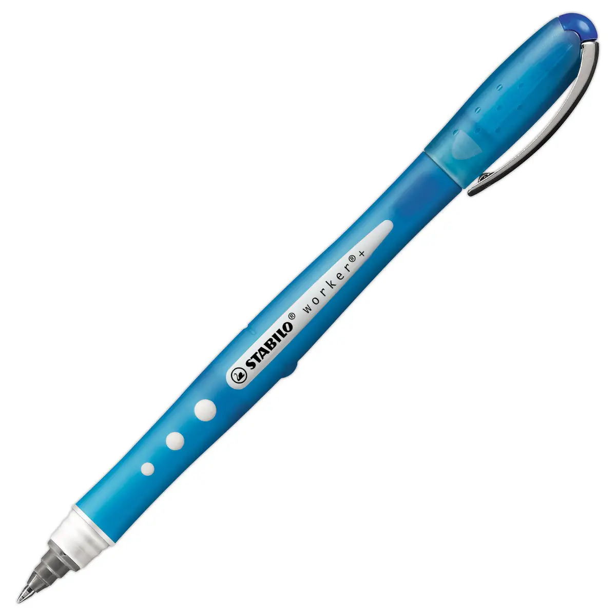 Roller worker + colorful - Encre liquide - Pointe conique - Bleu - STABILO