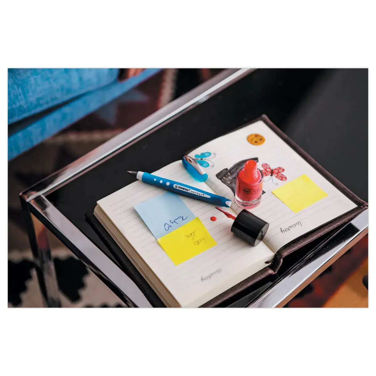 Roller worker + colorful - Encre liquide - Pointe conique - Noir - STABILO