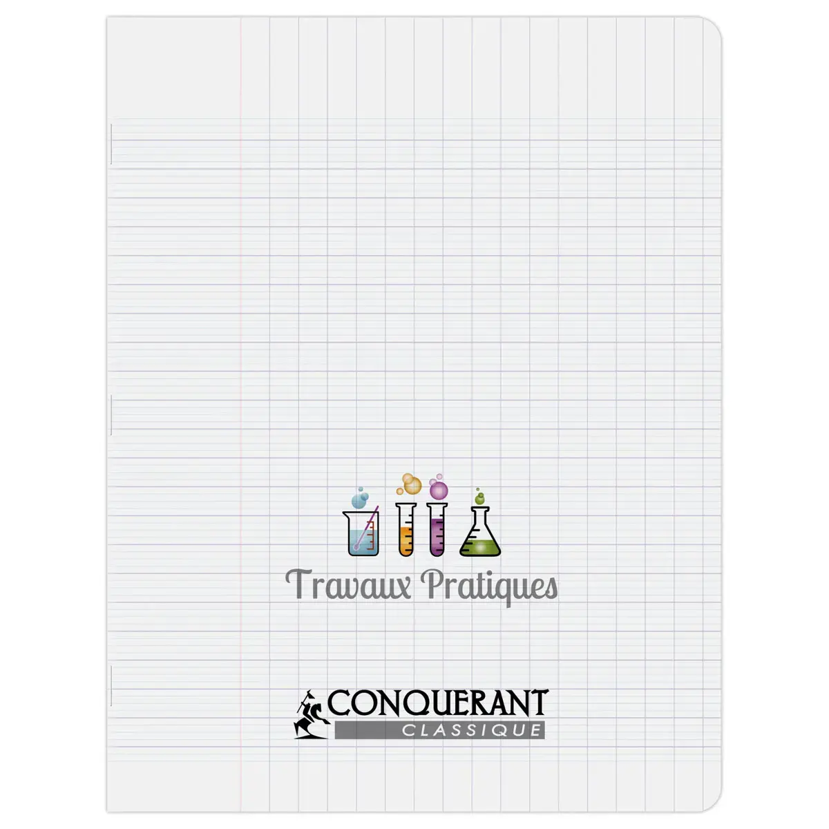 Cahier  travaux pratiques piq&ucirc;re Sey&egrave;s/Unie - A5+  90 g - 64 pages - Incolore - Conqu&eacute;rant 