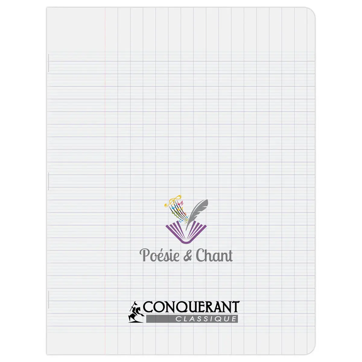 Cahier poésie et chant piqûre Seyès / Unie - A5+ 48 pages - Incolore - Conquérant