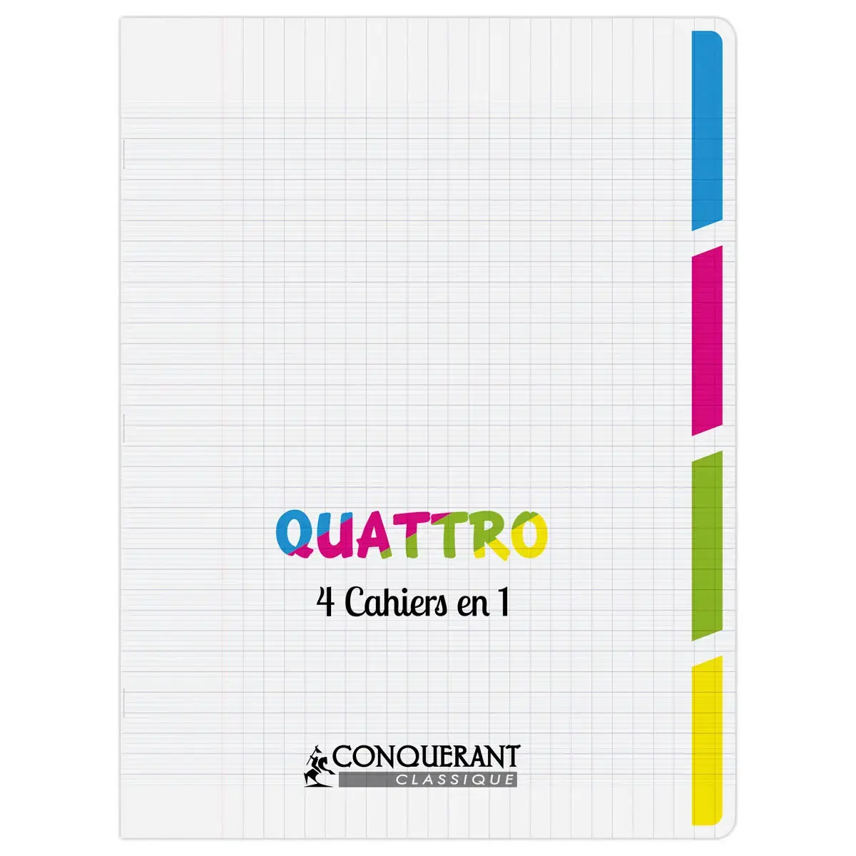 Cahier polypropylène piqûre Seyès - A4+ 90g - 96 pages - Incolore - Conquérant