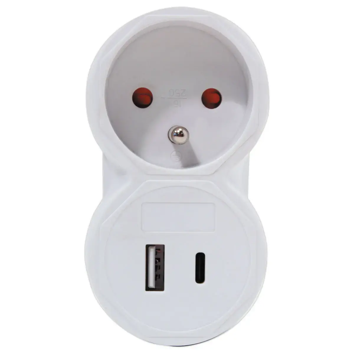 Bloc chargeur multiprise - 1 prise et 2 USB