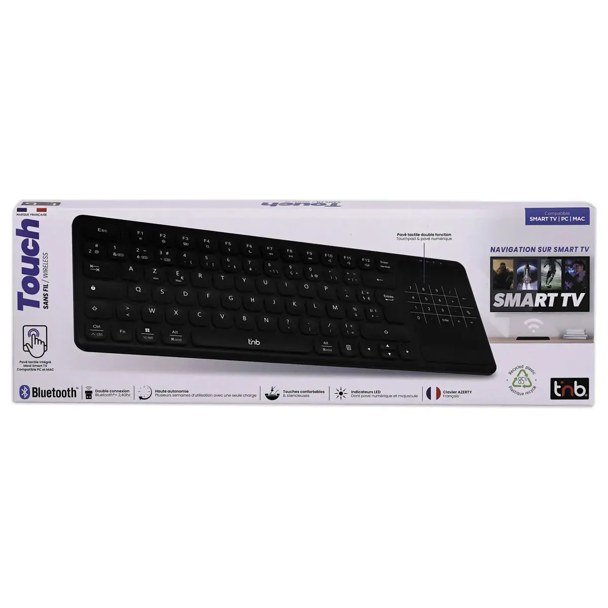 Clavier sans fil rechargeable SLIM TOUCH avec pavé tactile intégré