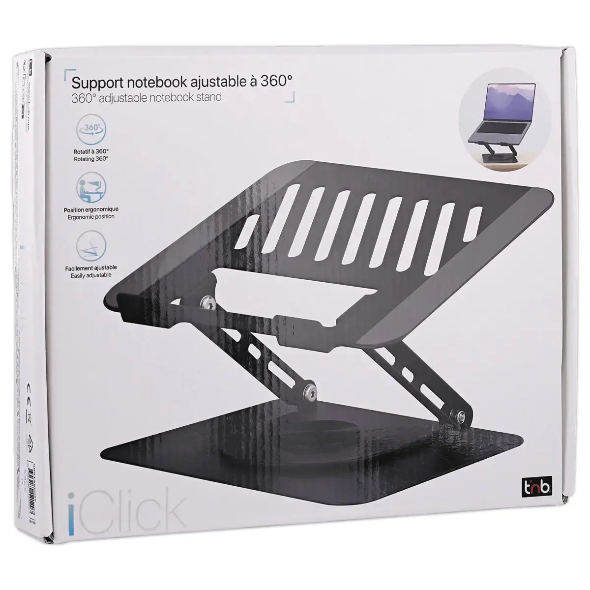 Support notebook rotatif 360° en métal iClick - Gris