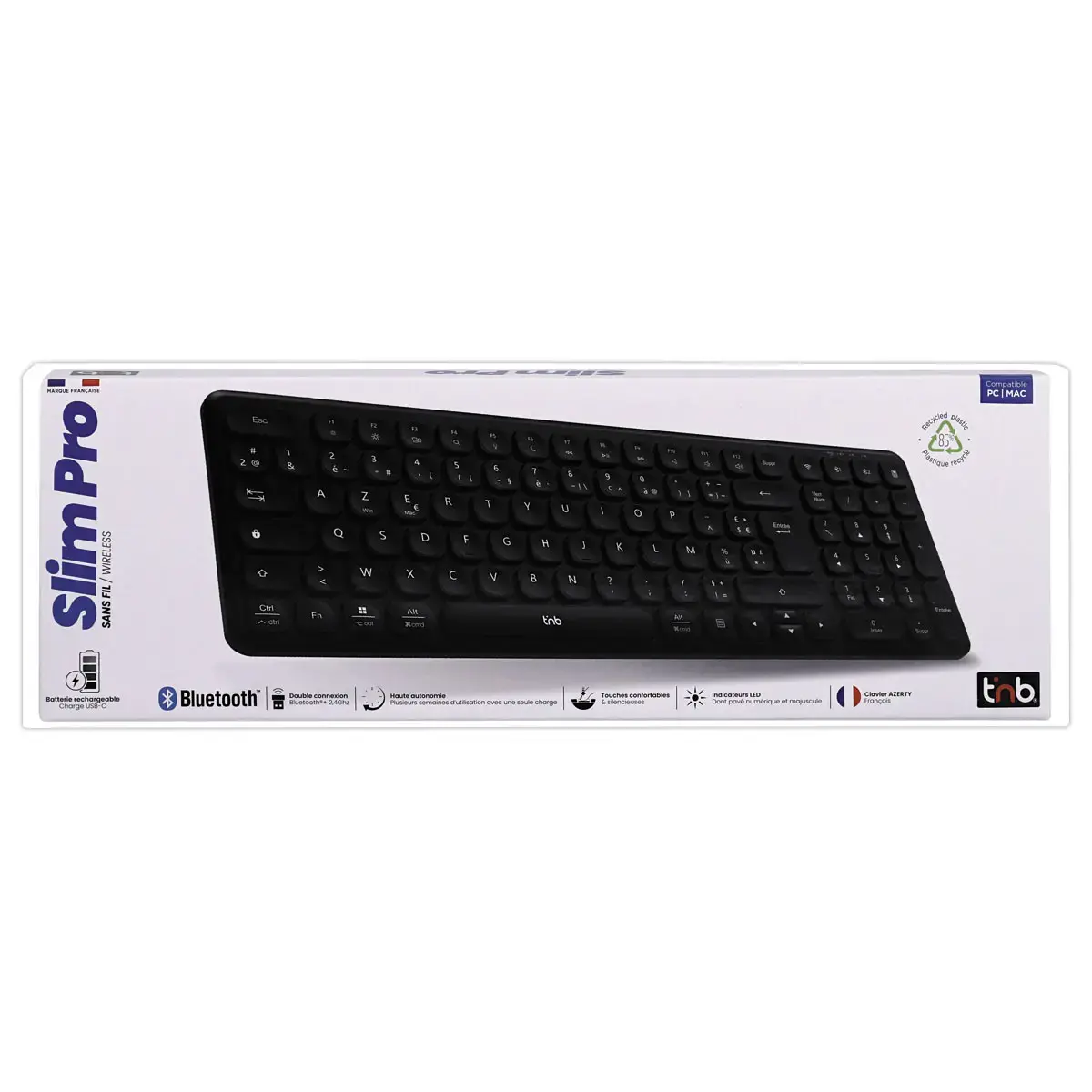 Clavier sans fil rechargeable SLIM PRO Azerty - Noir 