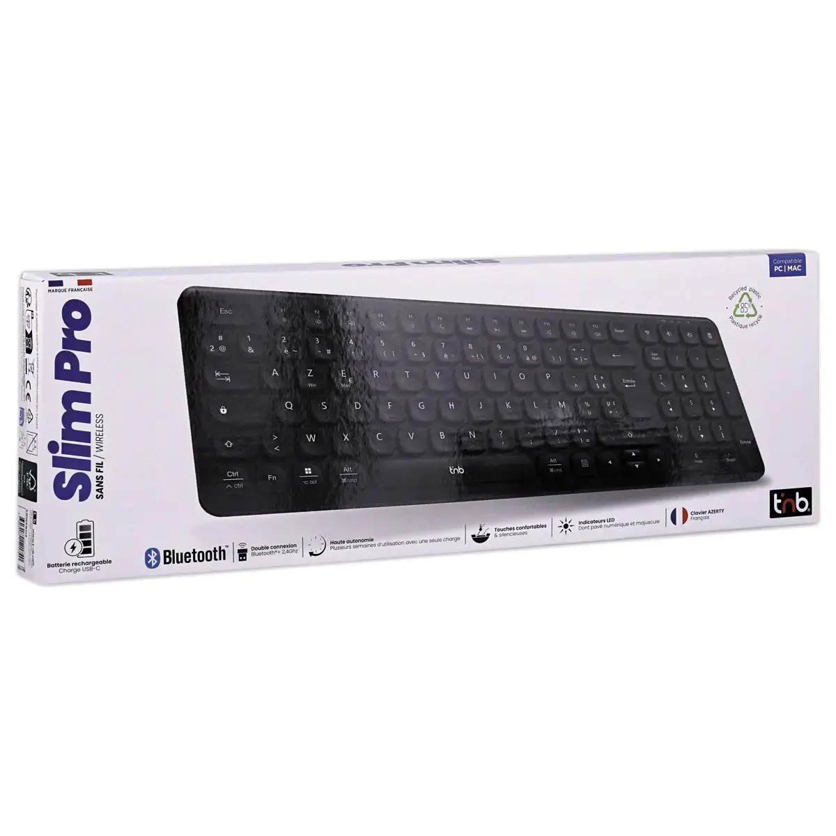 Clavier sans fil rechargeable SLIM PRO Azerty - Noir 