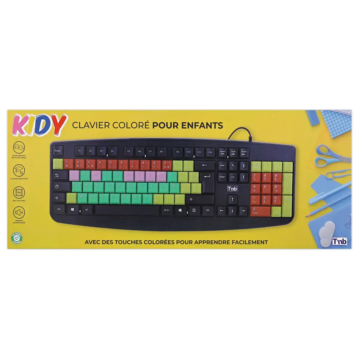 Clavier filaire coloré pour enfants KID - Noir