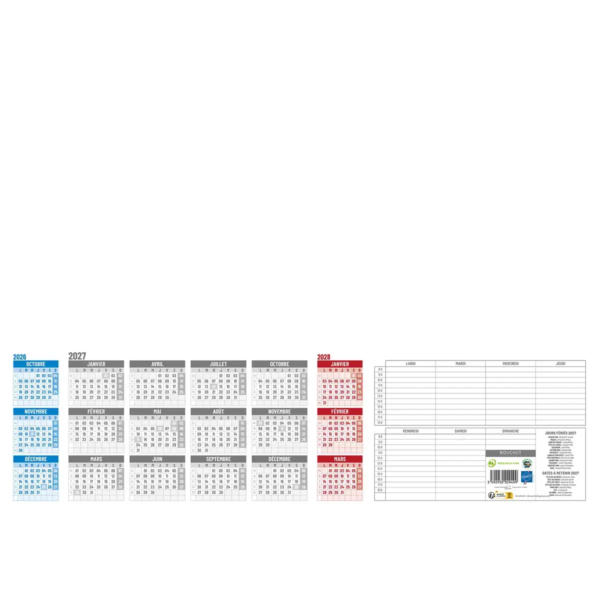 Bloc sous-main 18 mois- 25 feuilles - 54x38,5 cm- BOUCHUT