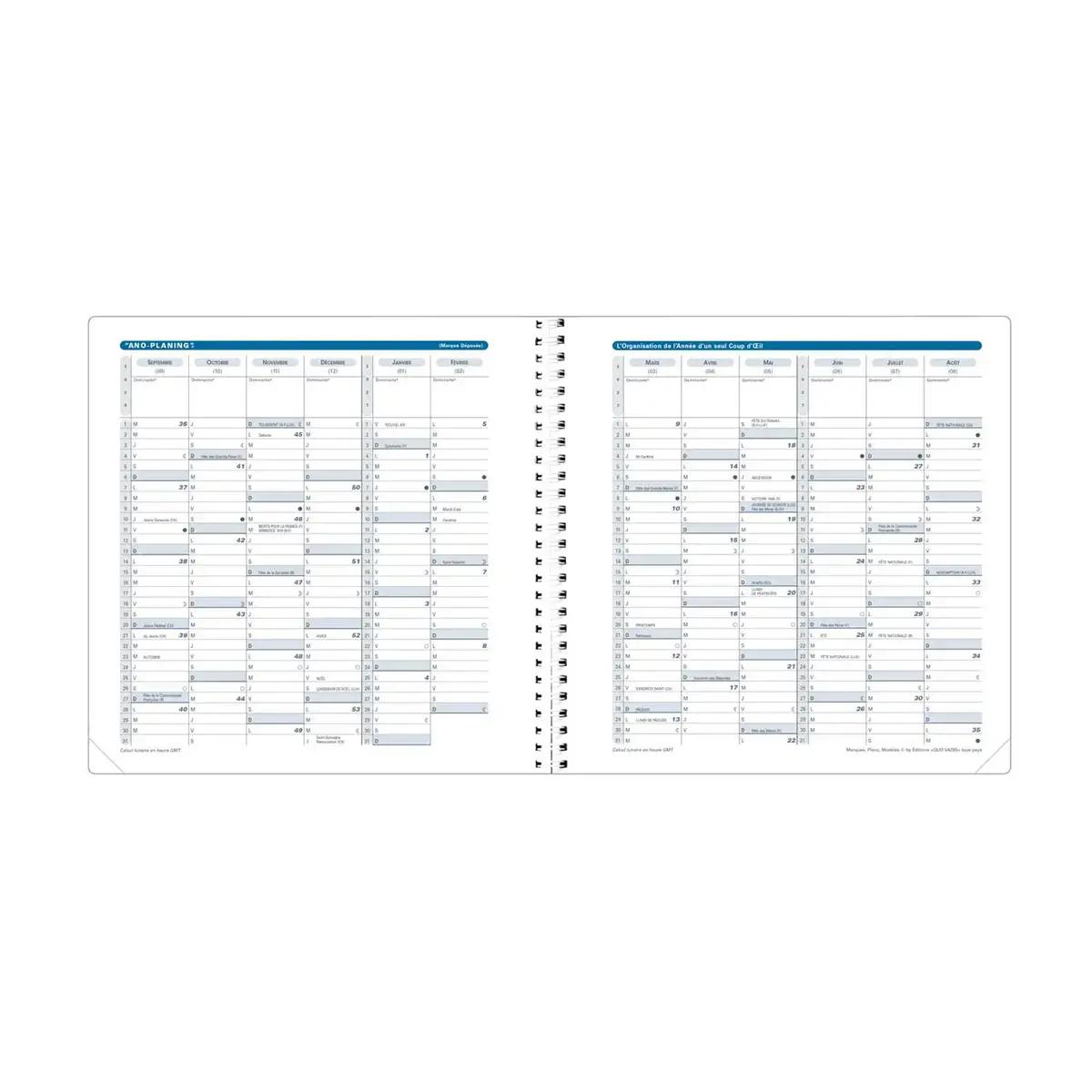 Agenda semainier  Club - 16x16cm - Framboise - Septembre &agrave; septembre - QUO VADIS 
