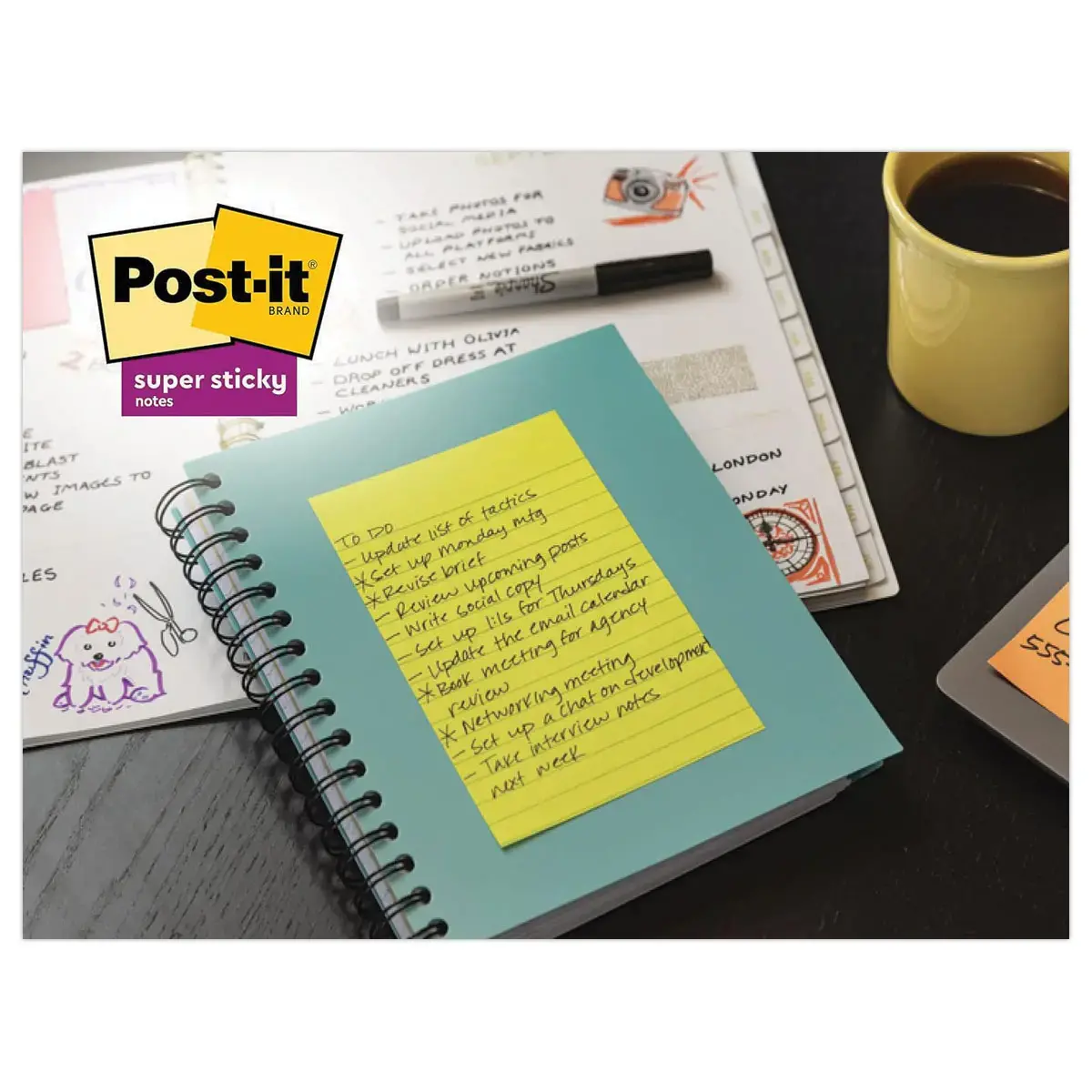 4 Blocs Meeting notes super sticky - 20 x 15,2 cm - Post-It