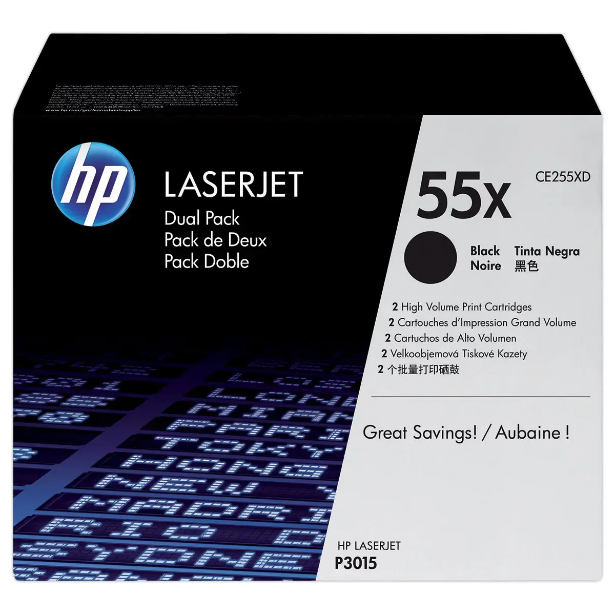 2 Toners HP 55X LaserJet - CE255XD - Noir 