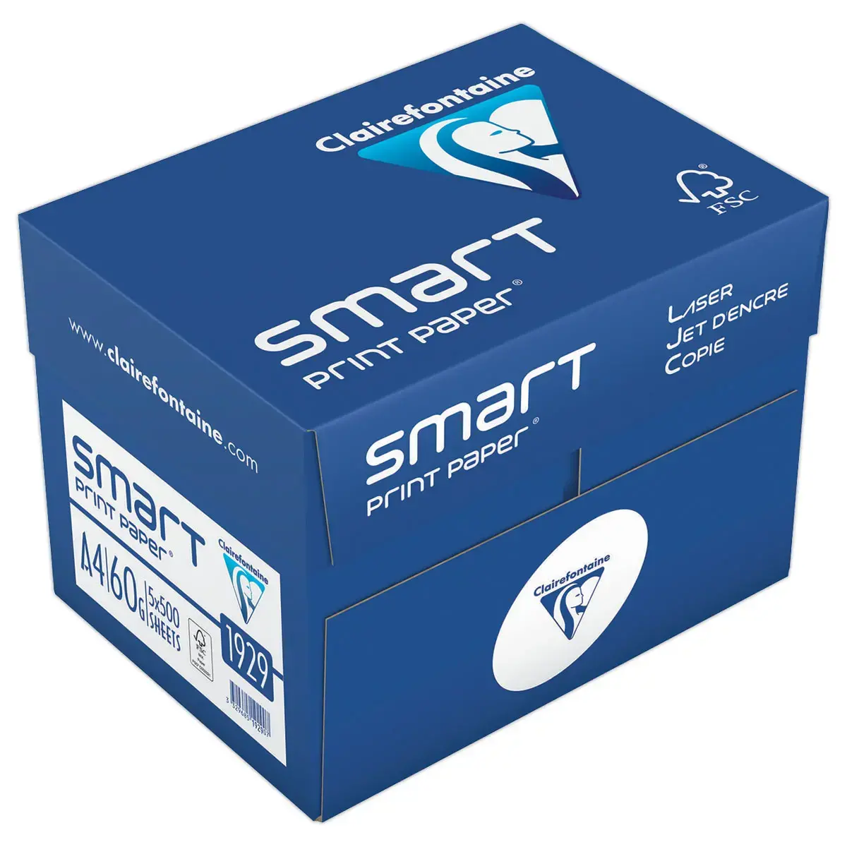 5 Ramettes de 500 feuilles de papier blanc SMART - A4 - 60g - CLAIREFONTAINE