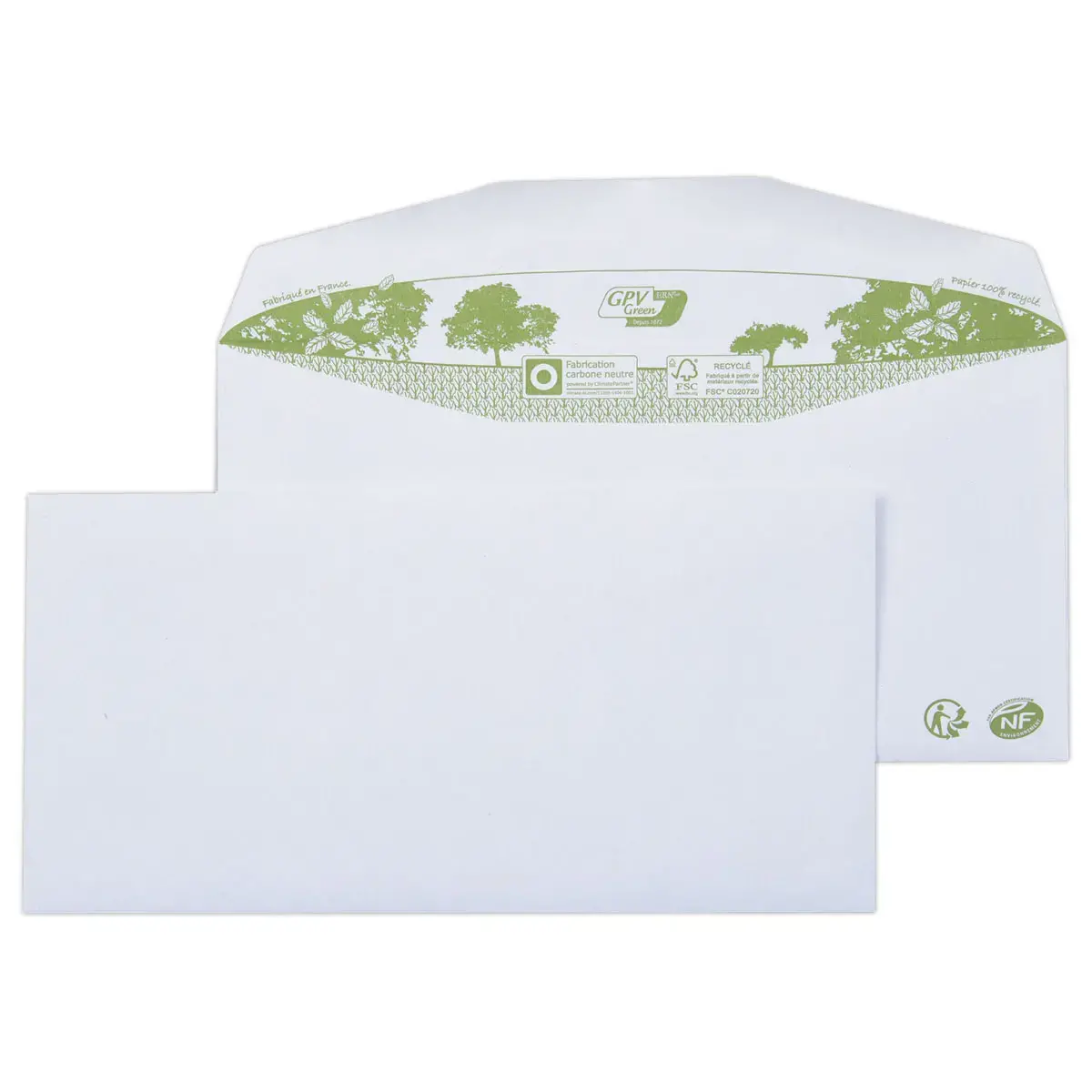 1000 Enveloppes - 80g - 114x229mm - sans fenêtre - GPV