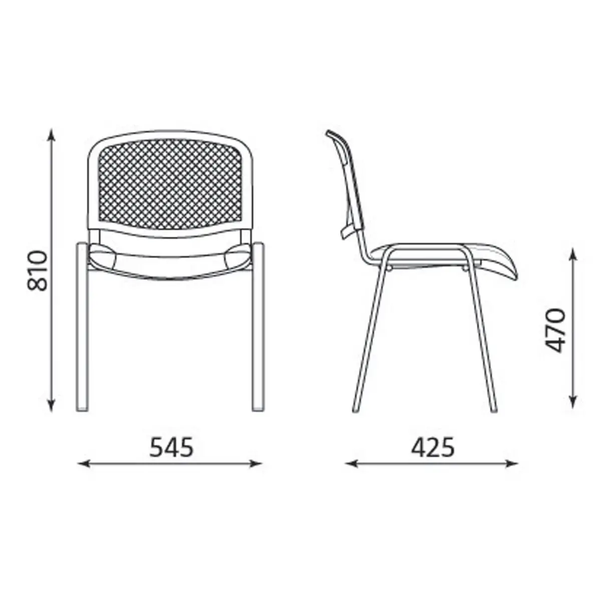 Chaise de réunion confortable ISO non feu - Gris