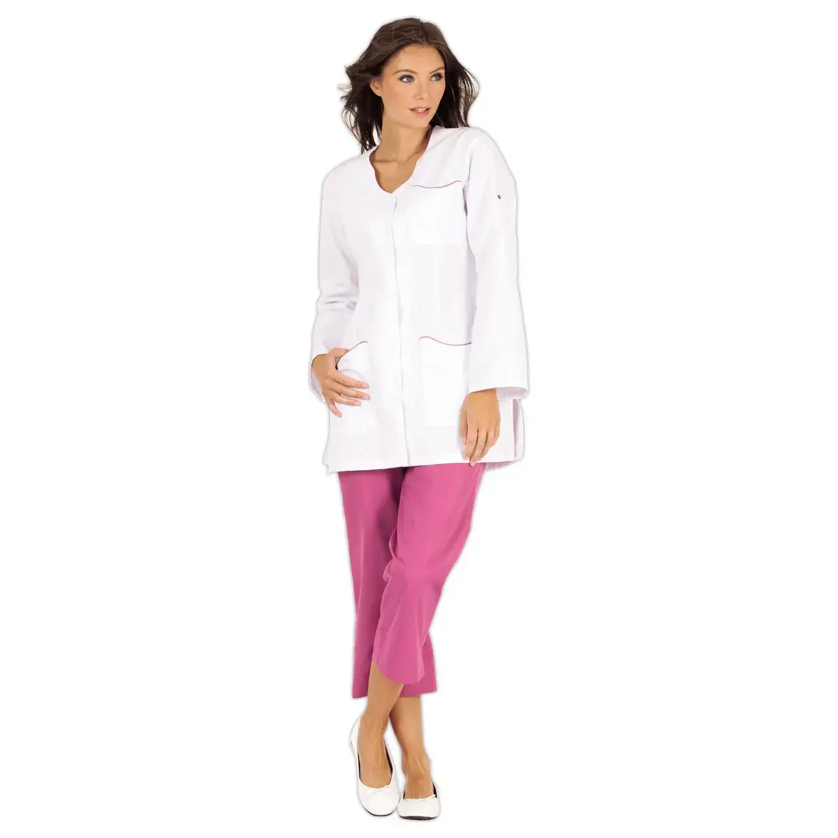 TUNIQUE F MANCHES TRANSFORMABLES &ndash; LAURIE HASSON &ndash; BLANC ROSA &ndash; T.3 