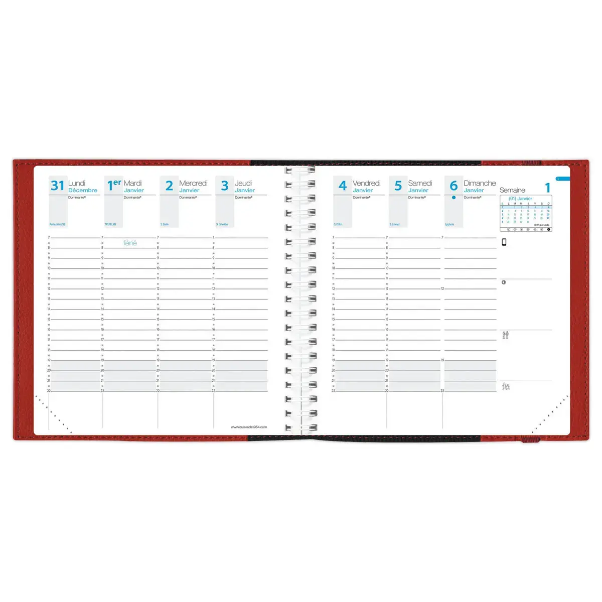 Agenda semainier Time Life - 16x16 cm - Cuivre - Janvier à décembre - QUO VADIS