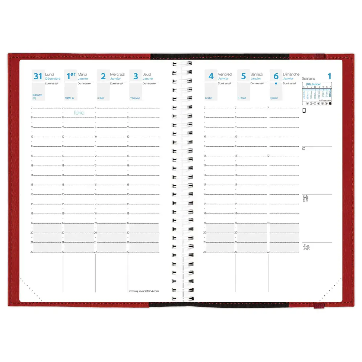 Agenda semainier Time Life - 10x15 cm - Cuivre - Janvier à décembre - QUO VADIS