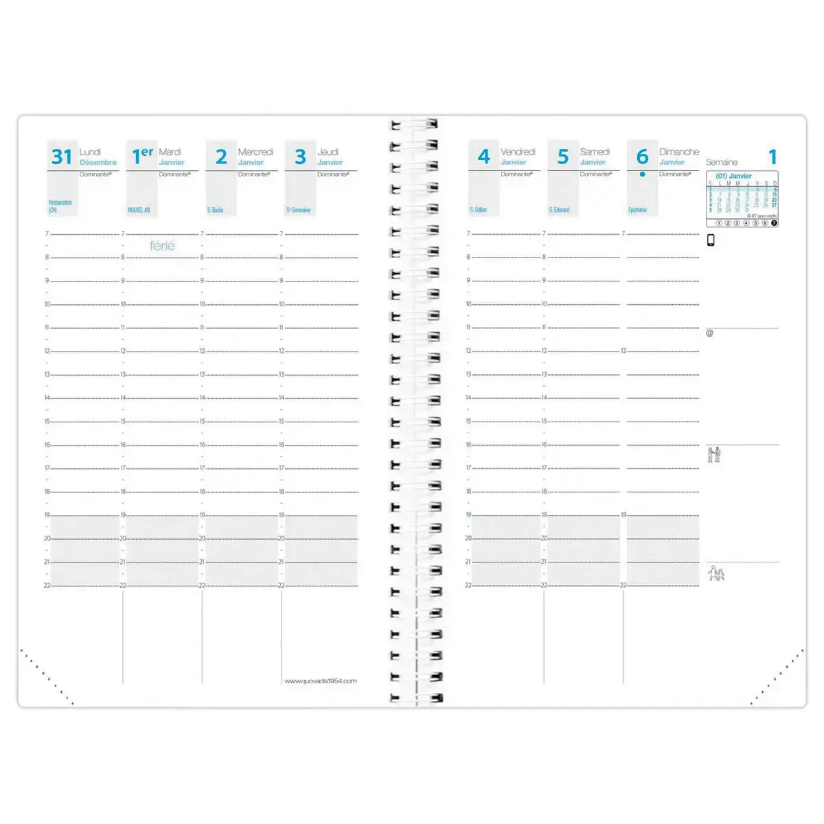 Agenda semainier Time Life - 10x15 cm - Cuivre - Janvier à décembre - QUO VADIS